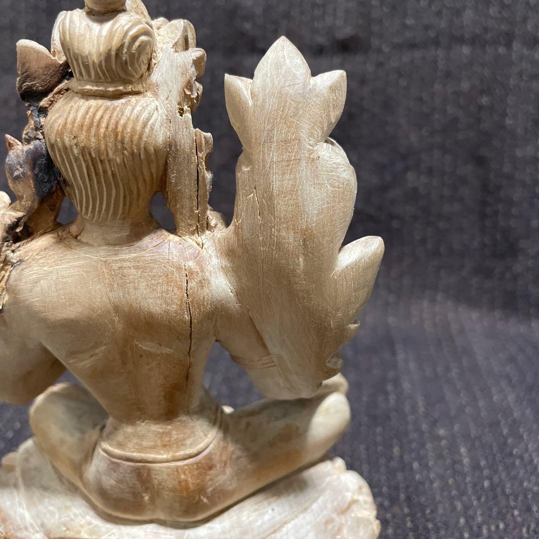 緑多羅菩薩 仏像 白檀 木彫り骨董