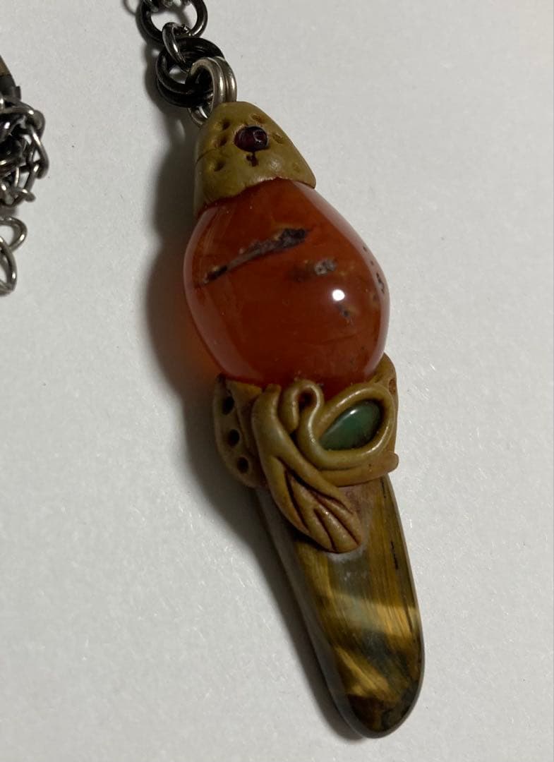 一点物 シノワズリテイスト 天然石ペンダントネックレス