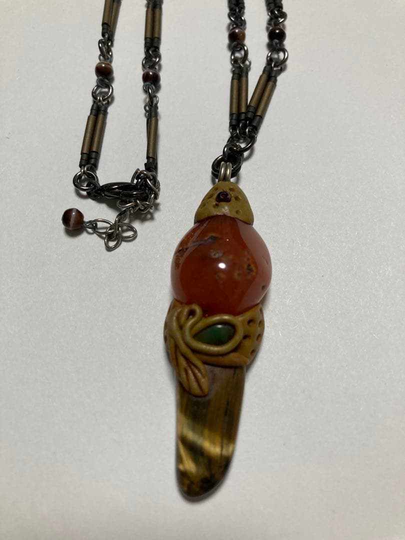 一点物 シノワズリテイスト 天然石ペンダントネックレス