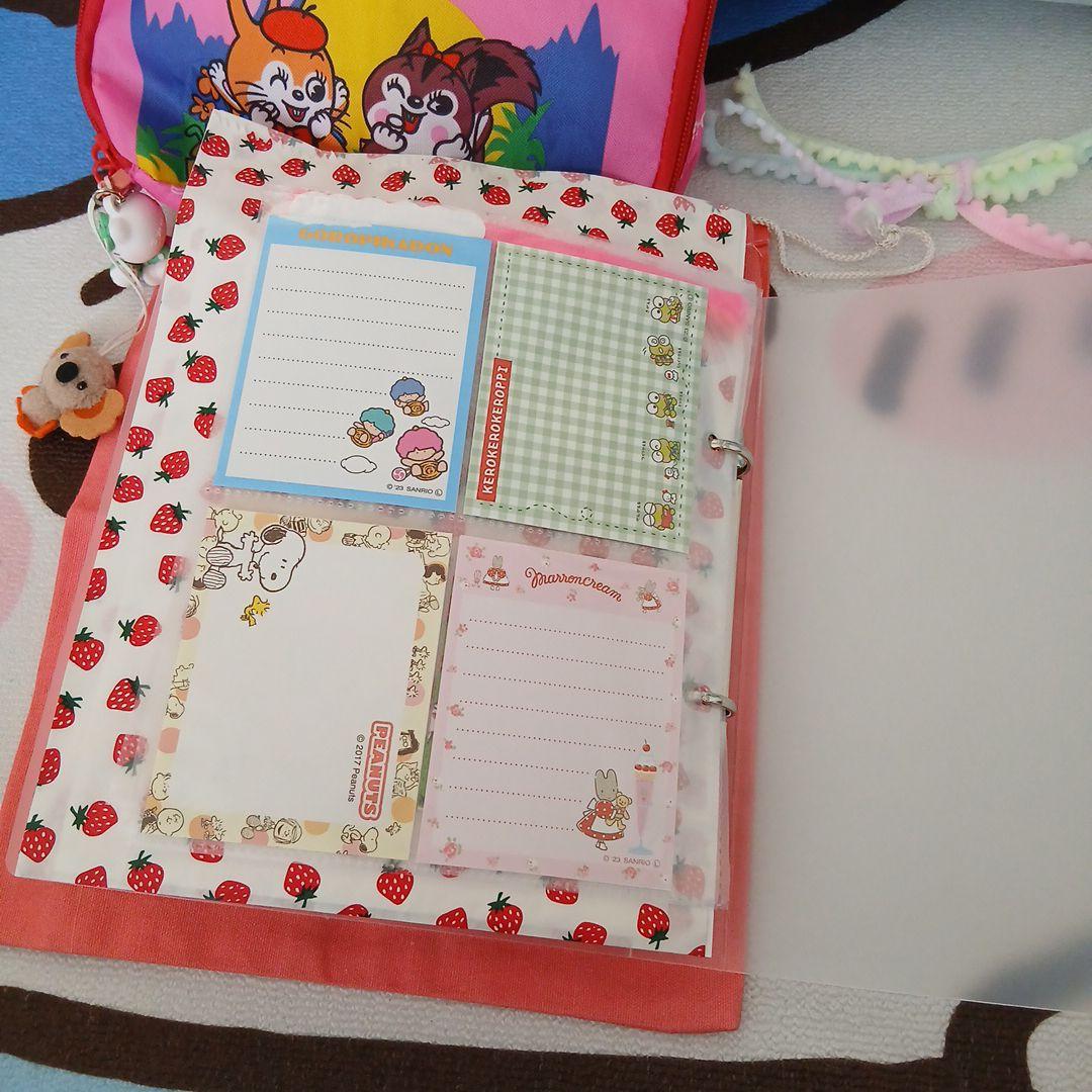 昭和レトロ　おすそわけファイル　ポーチSet　2穴クリアバインダー