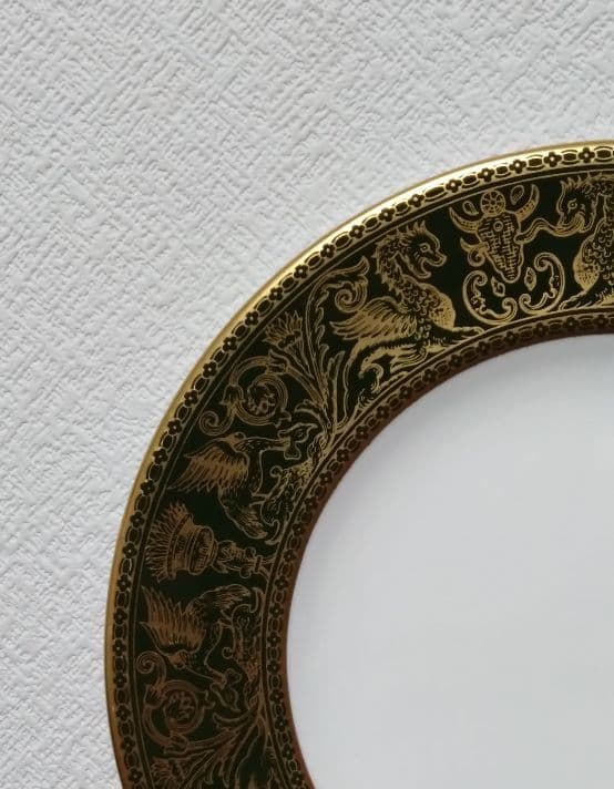 ウェッジウッド・フロレンティ－ン グリーンゴールド プレート『20.5cm』