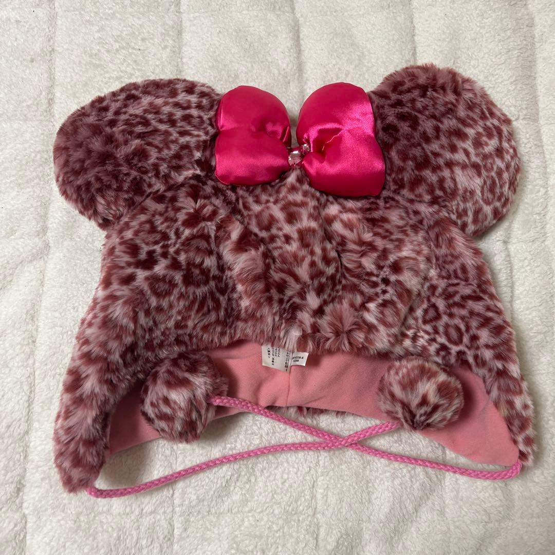 ディズニー　ミニー　ピンク　ひょう柄　ファンキャップ