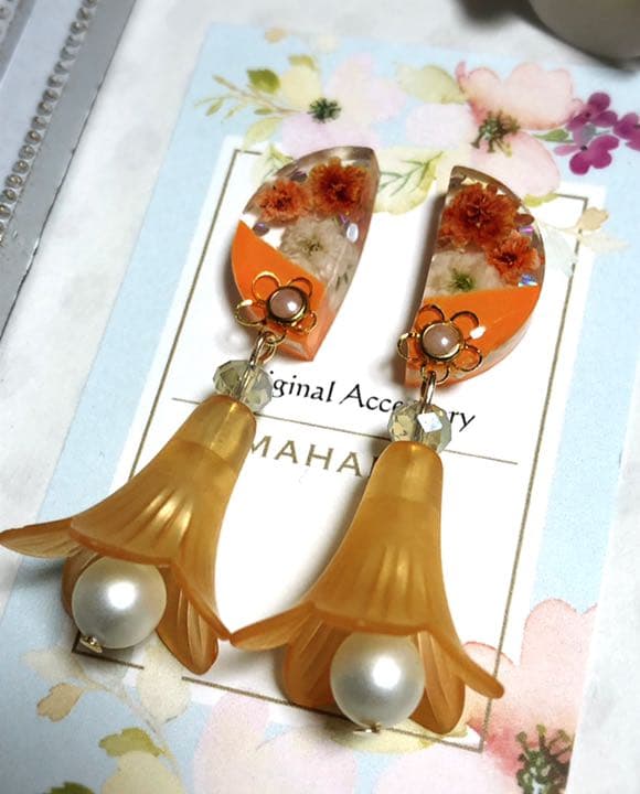 かすみ草 半月 ピアス イヤリング