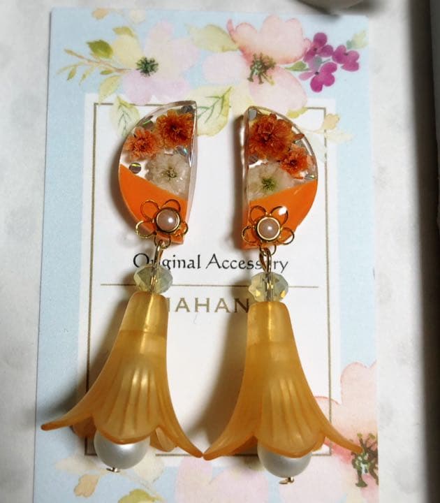 かすみ草 半月 ピアス イヤリング