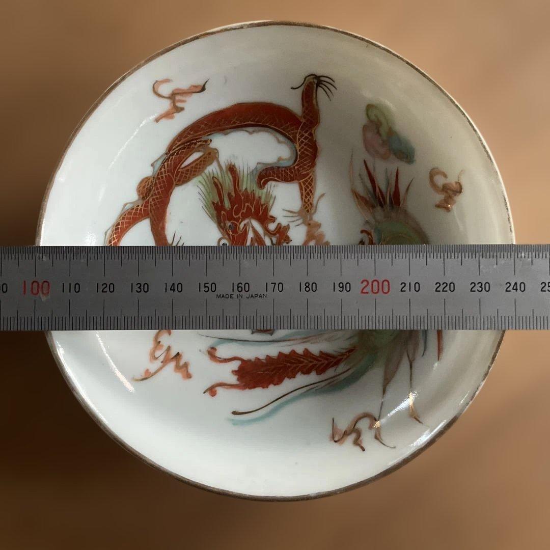 中国民国時代のドラゴンと鳳凰の陶器茶碗