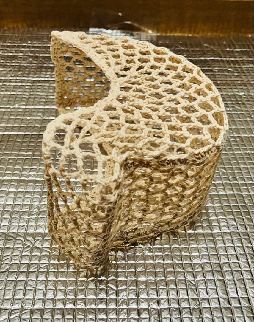 レース飾りかご　レーヨン製のレース編みがかわいいバスケット5個セット