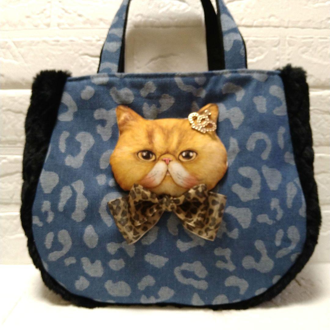 y*i様 コヤンイサムチョン☆ラウンドトートバッグ　ヒョウ柄デニム　ビーズキルト