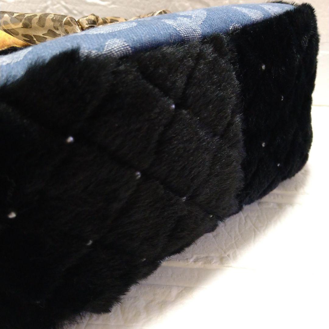 y*i様 コヤンイサムチョン☆ラウンドトートバッグ　ヒョウ柄デニム　ビーズキルト