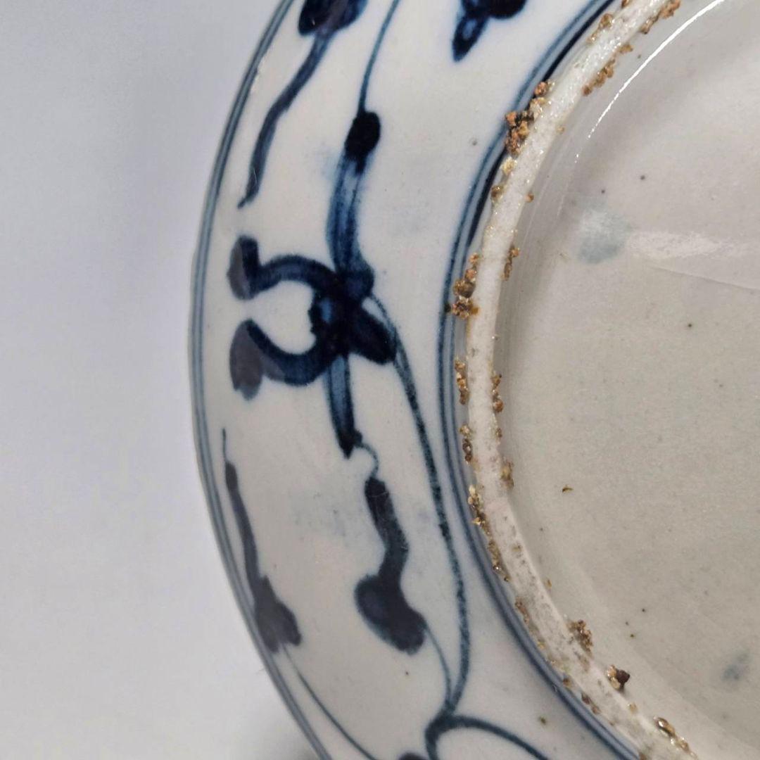 24-1275 　古染付　鳥鹿猿図皿　4寸皿　明末清初