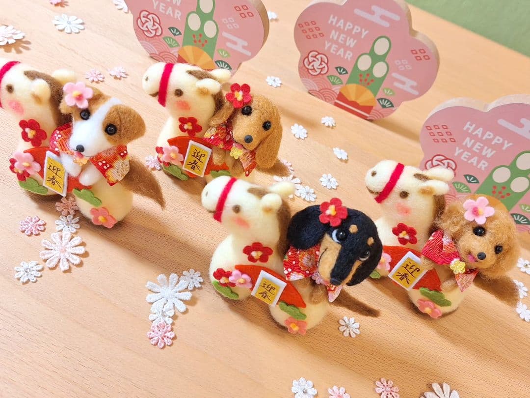 ＊迎春＊福を運ぶ 午年わんこ トイプードル✨ 羊毛フェルト ぬいぐるみ 正月 馬