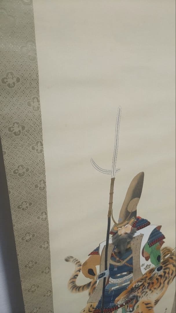 ご希望額まで値下げ～@白雲 虎に加藤清正 絹本肉筆の掛軸 甲冑鎧兜 戦国武将