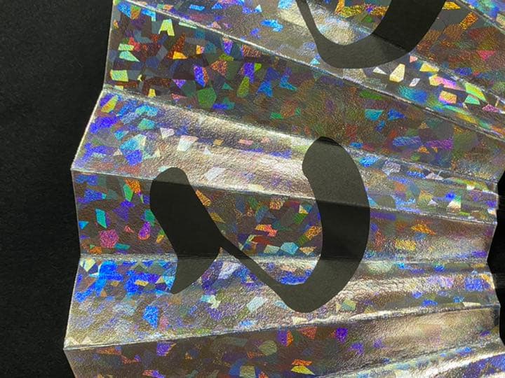 成人式扇子　舞サイズ　　銀ホログラム地/金箔地　　名入れ　　キラキラ