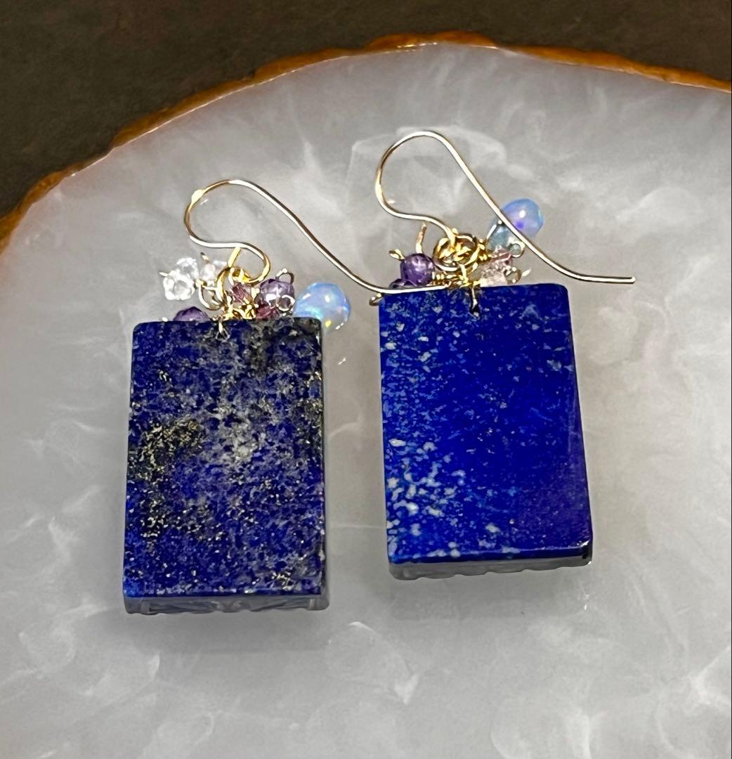 SALEラピス✖️マザオパ✖️水晶ヘリコニアLeafカービングピアス です