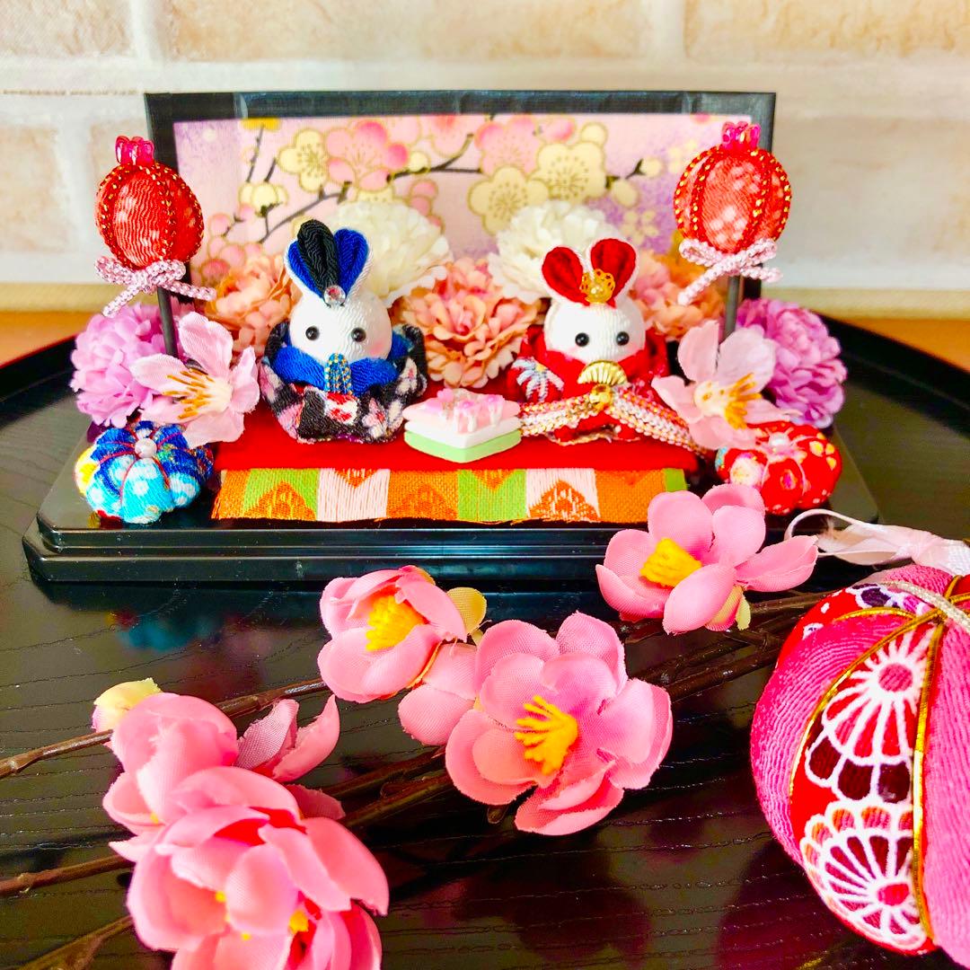 ひな祭り、桃の節句、ひな祭りおき飾り、ハンドメイド、つまみ細工飾り、初節句