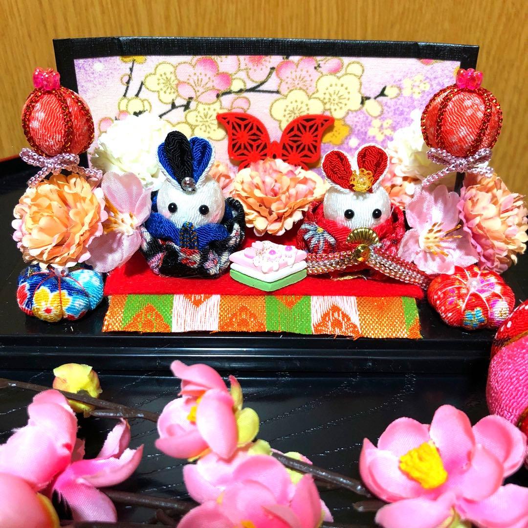 ひな祭り、桃の節句、ひな祭りおき飾り、ハンドメイド、つまみ細工飾り、初節句