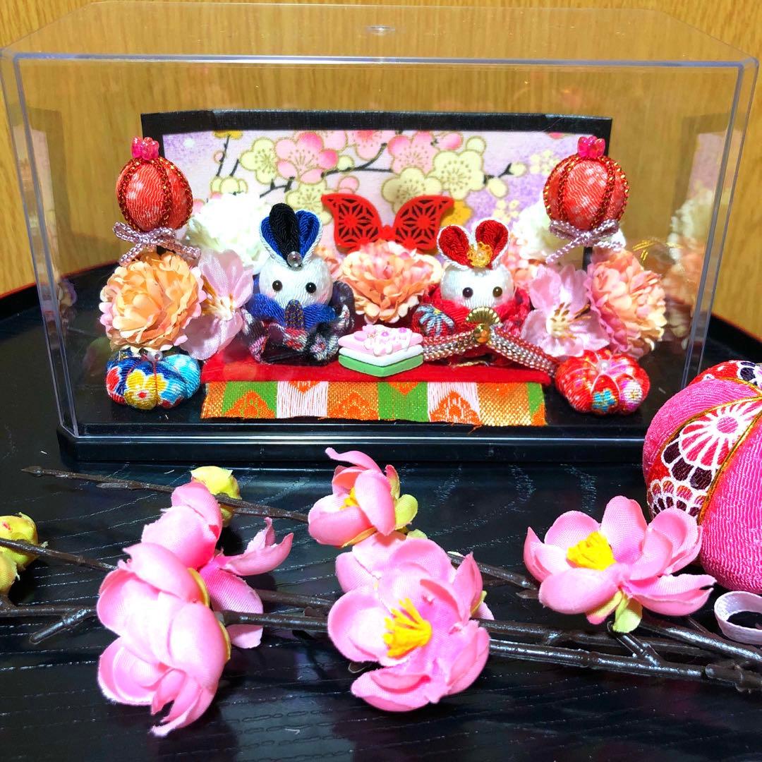 ひな祭り、桃の節句、ひな祭りおき飾り、ハンドメイド、つまみ細工飾り、初節句