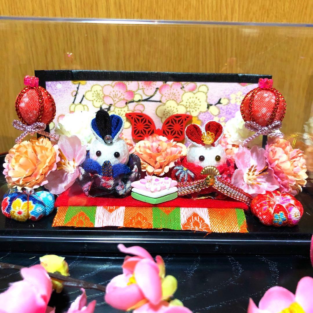 ひな祭り、桃の節句、ひな祭りおき飾り、ハンドメイド、つまみ細工飾り、初節句