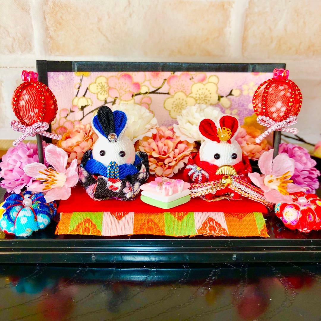 ひな祭り、桃の節句、ひな祭りおき飾り、ハンドメイド、つまみ細工飾り、初節句