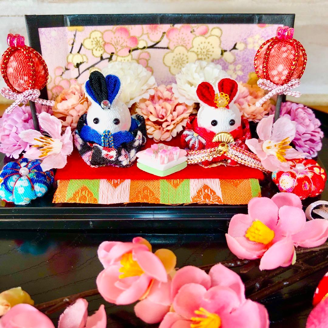 ひな祭り、桃の節句、ひな祭りおき飾り、ハンドメイド、つまみ細工飾り、初節句