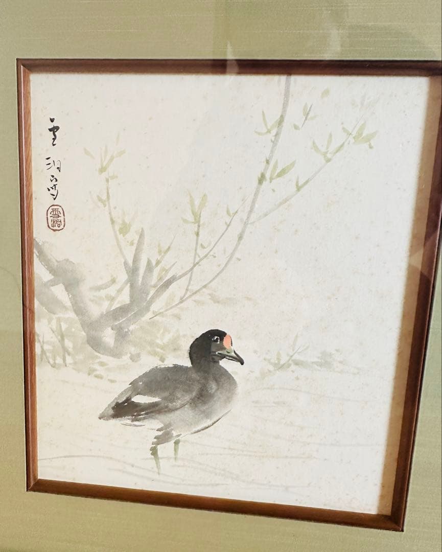 佐藤雪洞（作）肉筆 真作 3枚セット色紙額 額装書画