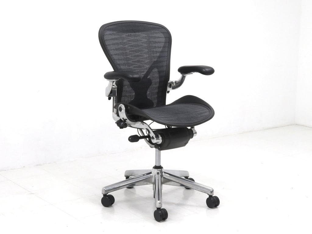 展示品　ハーマンミラー　アーロンチェア　ポリッシュ　Bサイズ　フル装備　事務椅子