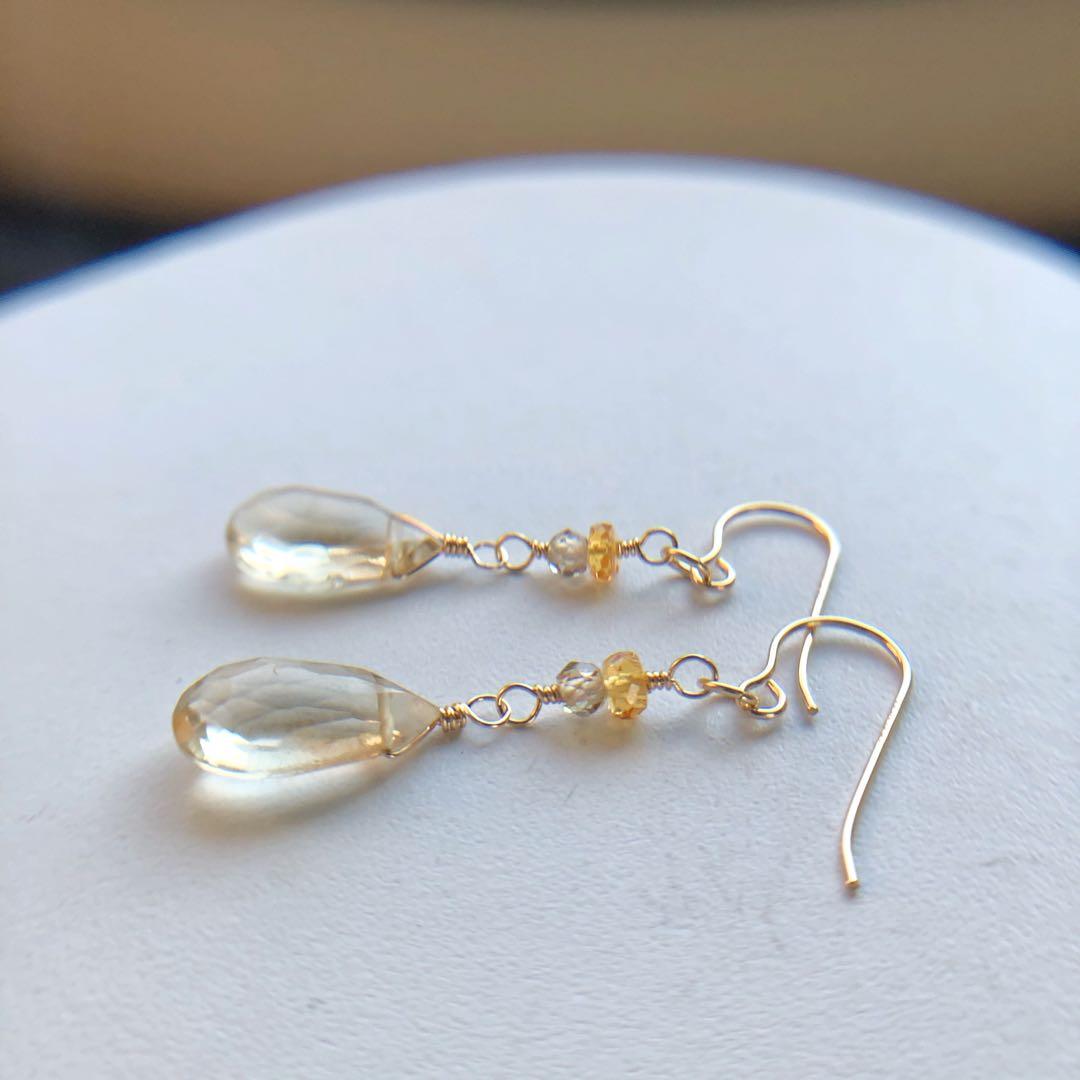 【天然石】（649）ビアクォーツのピアス 14kgf