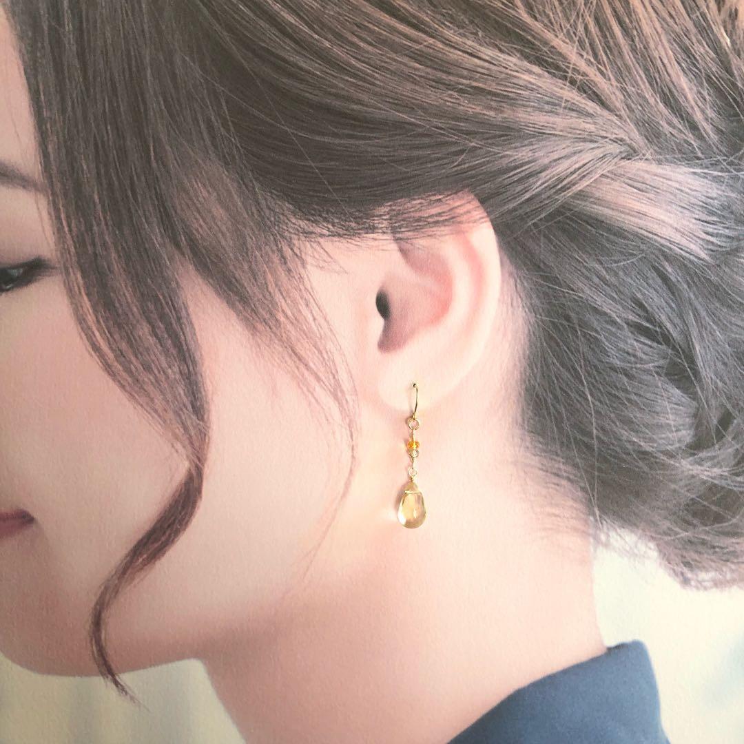 【天然石】（649）ビアクォーツのピアス 14kgf