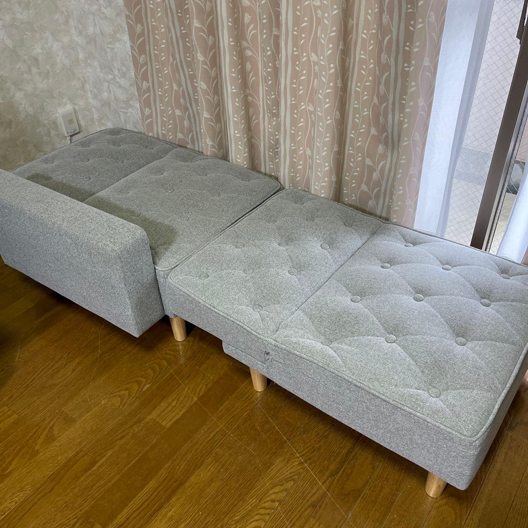 ソファー　ソファベッド リクライニング 2人掛け グレー