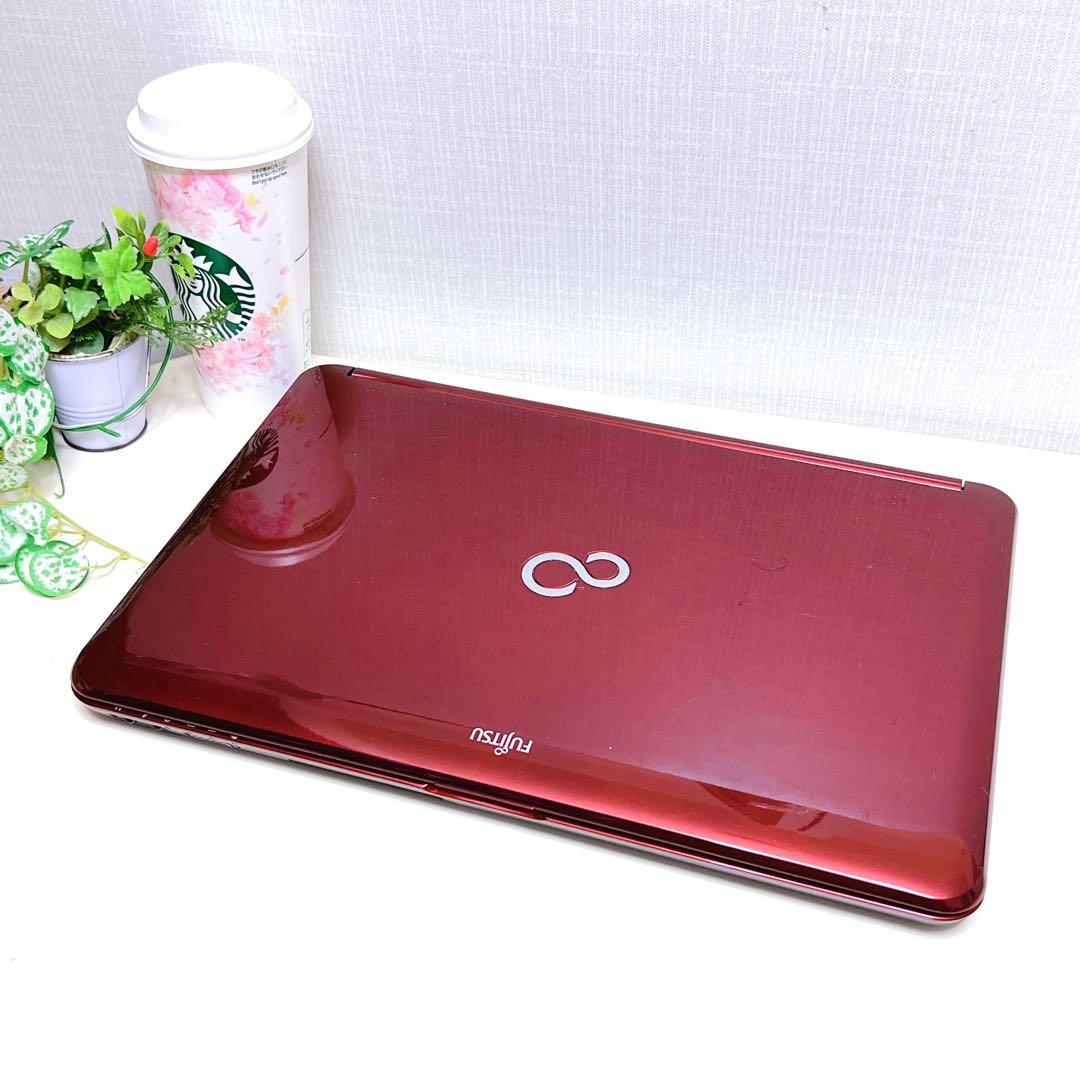 快適i7、ピカピカワインレッド、高速SSD、バッテリーOK、イラレ&オフィス