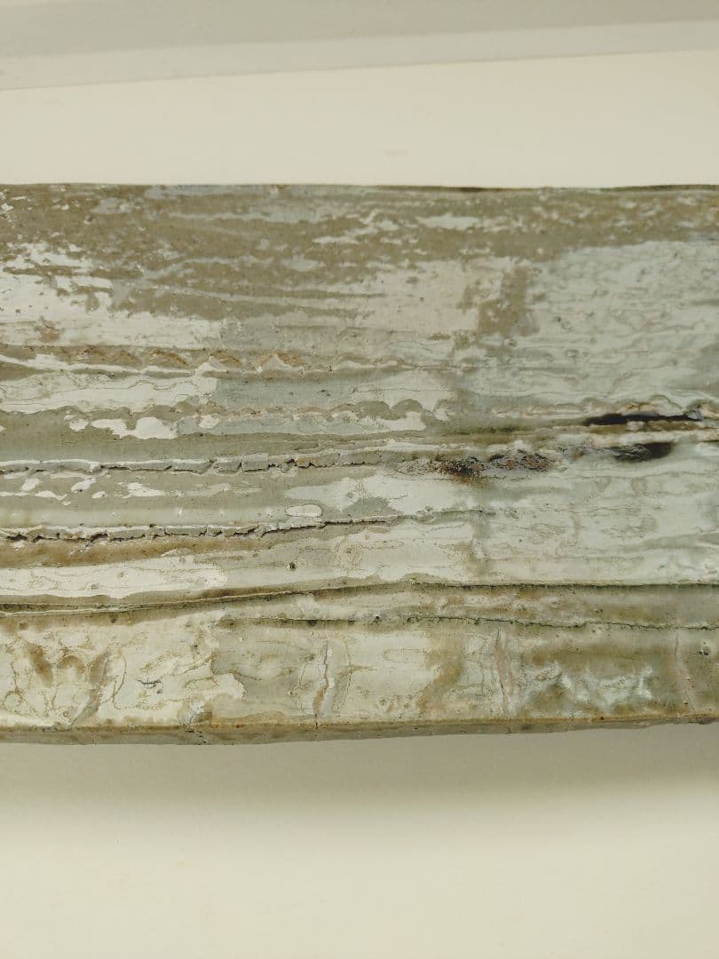 灰釉のグリーンが美しい長方形陶器皿　丹波焼