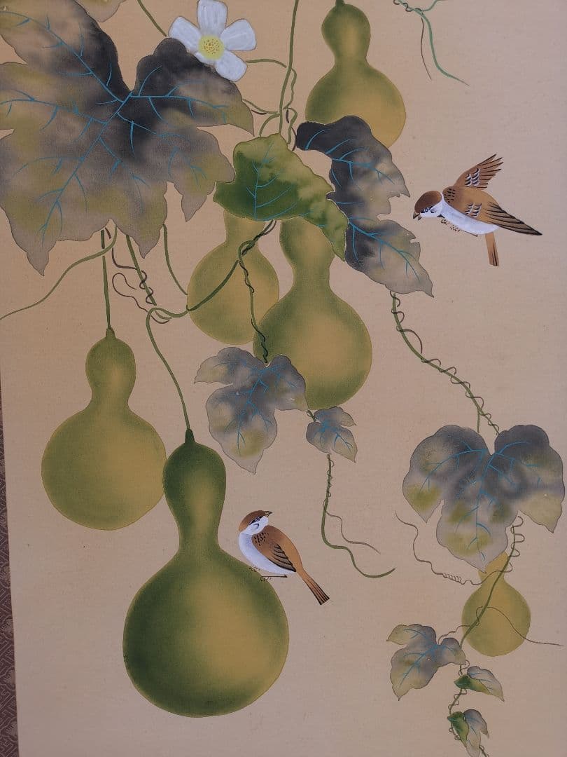 掛軸 無病息災 瓢箪 未使用 六瓢(むびょう)=無病 同音縁起もの