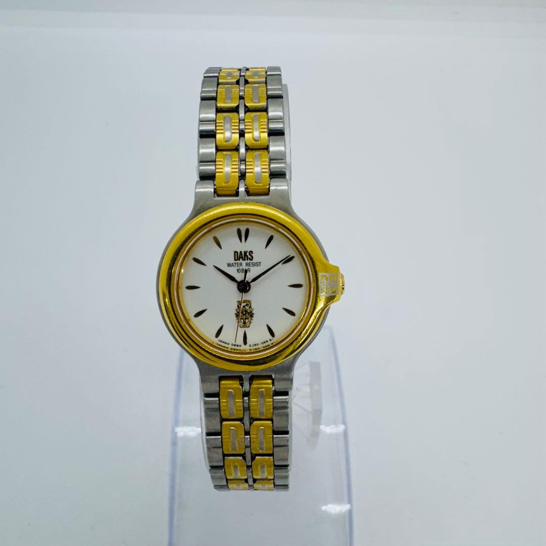 ✨DAKS✨ダックス✨ホワイト文字盤✨クォーツ✨コンビ✨腕時計✨