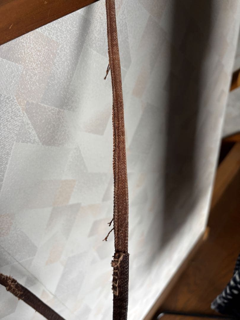 山葡萄のツルで編んだスマホショルダー　藍染　襤褸　漆塗りボタン　藍染キーホルダー