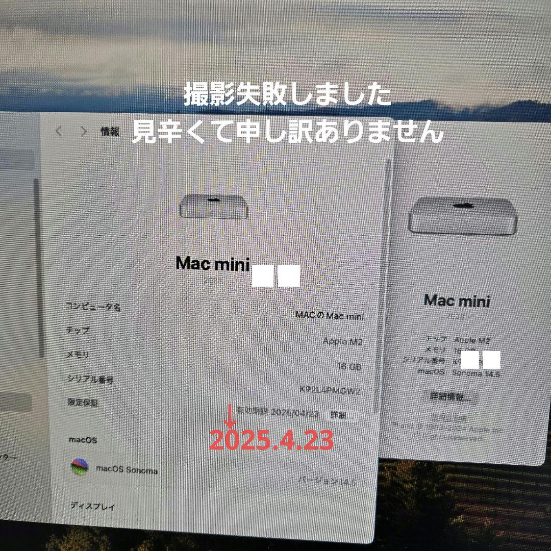 保証付*M2 Mac mini 512GB 16GB