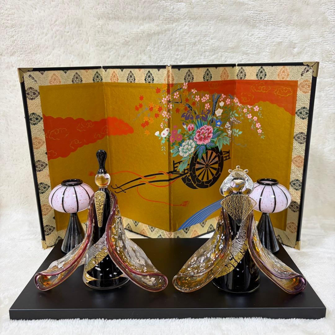 【高級品】ガラス製 雛人形 ひな人形 MIGAKI 三垣祥太郎作 金彩 正規品