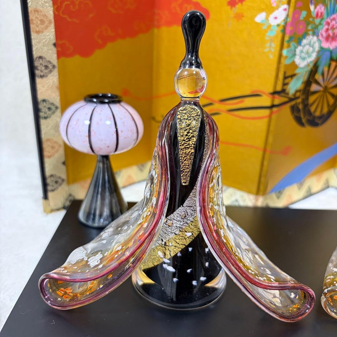 【高級品】ガラス製 雛人形 ひな人形 MIGAKI 三垣祥太郎作 金彩 正規品