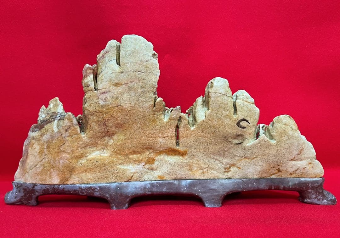 超美品 中国美術古玩 寿山石彫 鑑賞石 細密彫刻 楼閣山水 彫刻置物オブジェ