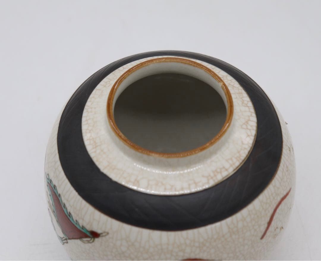 中国　哥釉粉彩人物紋壺　成化年製銘　送料込み0711