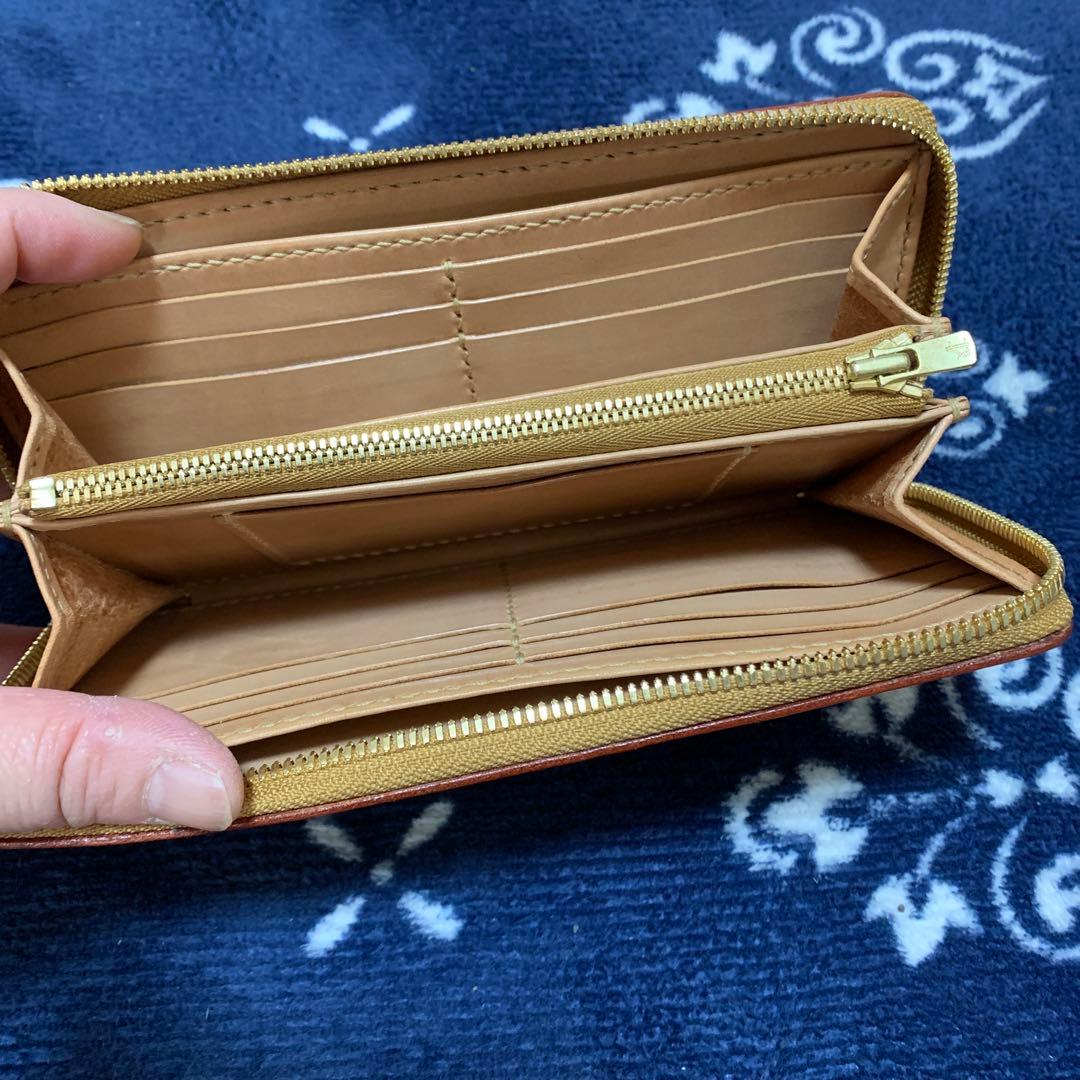 ラグ生地ハンドメイド多色ストライプ模様 本革手縫い長財布