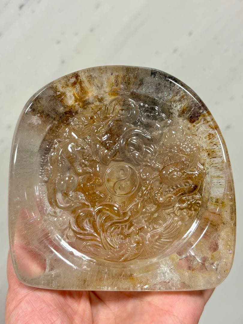 四大神　四大神獣　四神水晶手彫り置物　635g 風水　青龍・朱雀・白虎・玄武