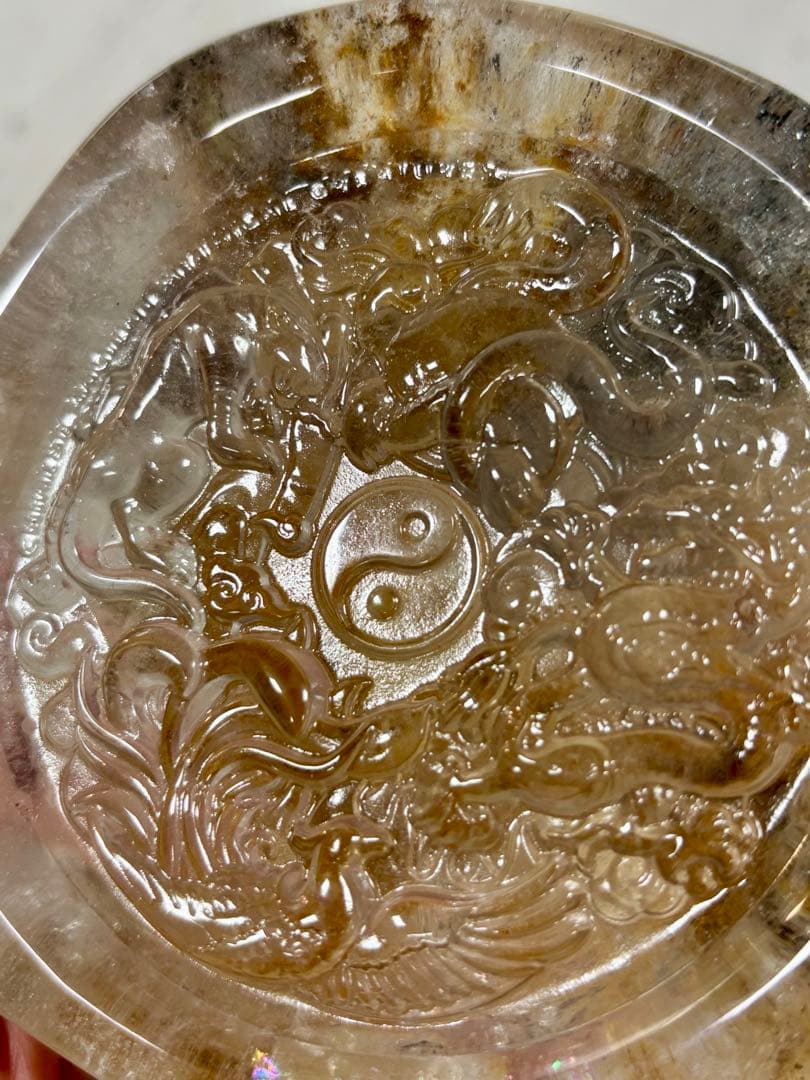 四大神　四大神獣　四神水晶手彫り置物　635g 風水　青龍・朱雀・白虎・玄武