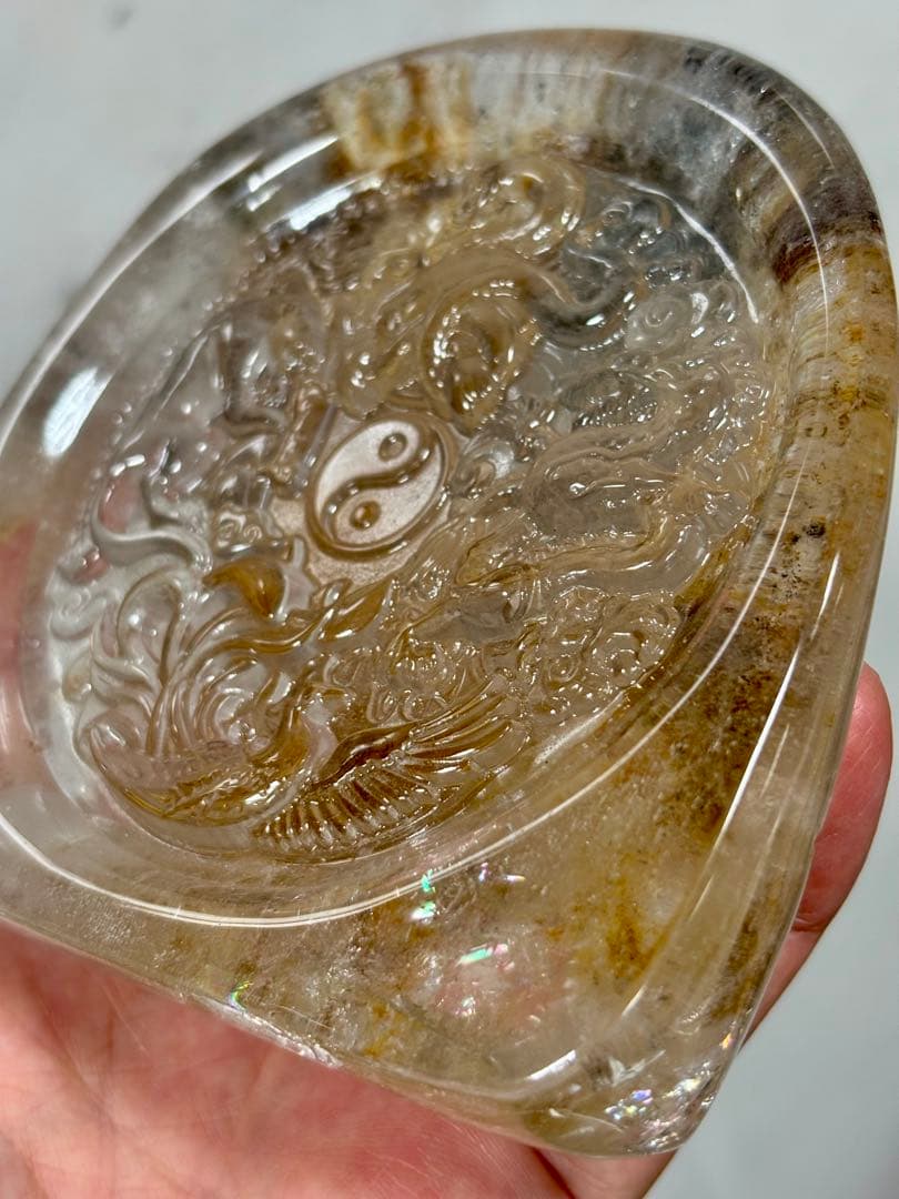 四大神　四大神獣　四神水晶手彫り置物　635g 風水　青龍・朱雀・白虎・玄武