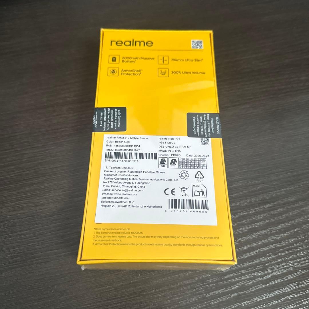 realme Note 70T 4Gスマートフォン 4+128GB