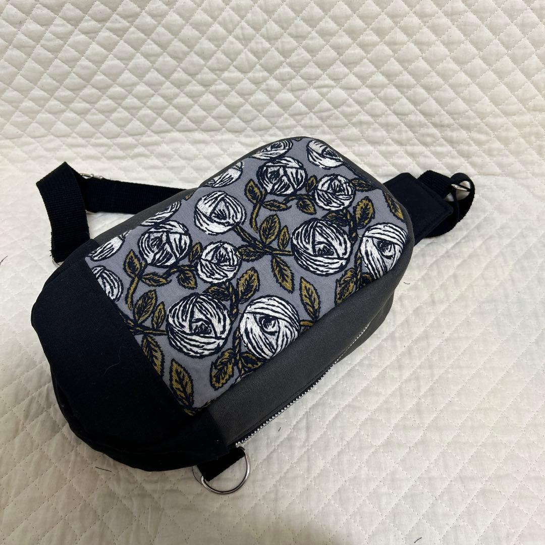 ミナペルホネン　BOXタイプボディバッグ rosyグレー　ハンドメイド