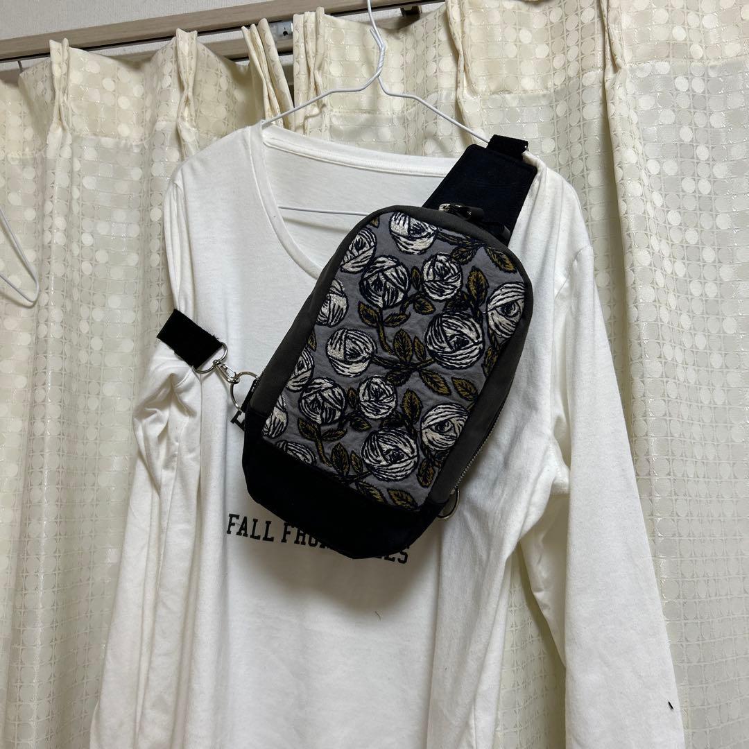 ミナペルホネン　BOXタイプボディバッグ rosyグレー　ハンドメイド