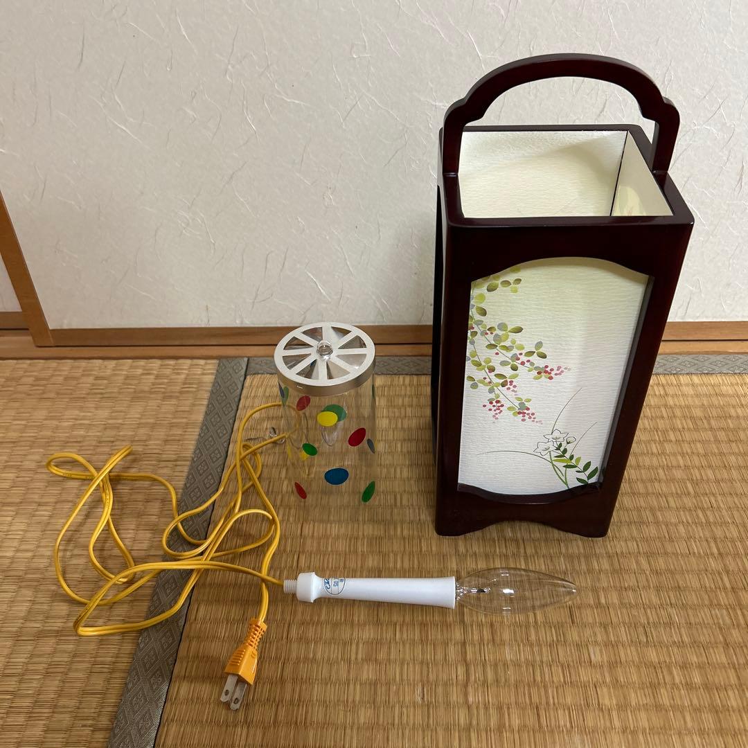 和風 灯篭 木製 和紙 電球付き