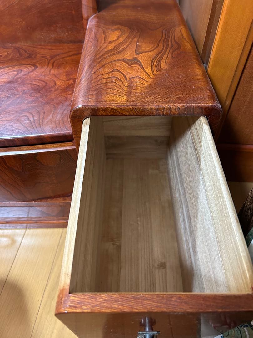 昭和レトロ　和製木製ドレッサー・鏡台 5引き出し付き　和箪笥