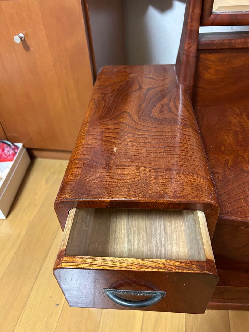 昭和レトロ　和製木製ドレッサー・鏡台 5引き出し付き　和箪笥