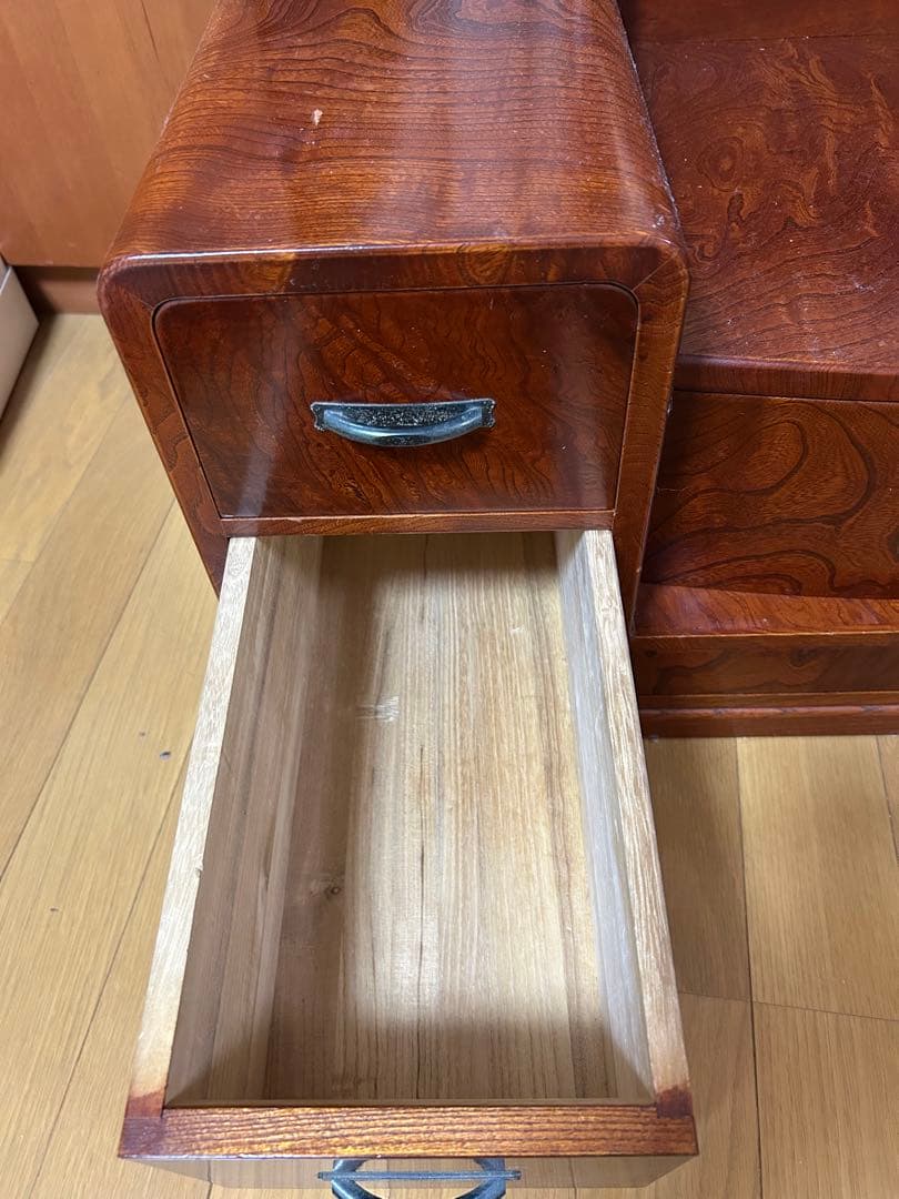 昭和レトロ　和製木製ドレッサー・鏡台 5引き出し付き　和箪笥