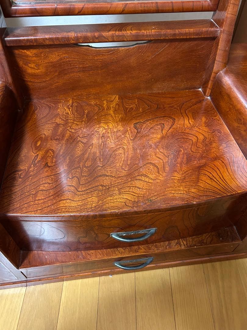 昭和レトロ　和製木製ドレッサー・鏡台 5引き出し付き　和箪笥